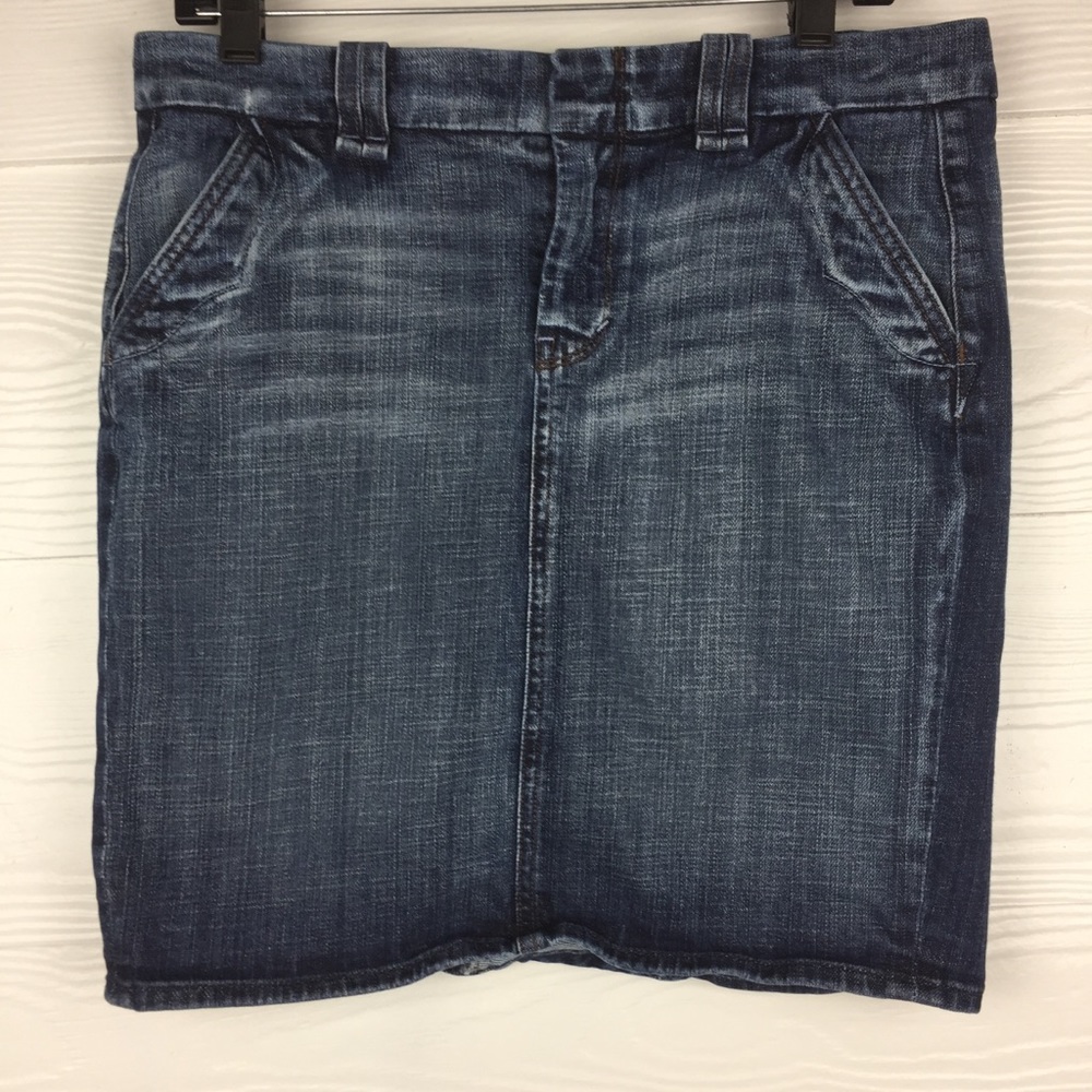 7 For All Mankind Skirt Blue White A-Line Jean